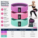 Kit 3 Faixas Elásticas de Resistência 3 Intensidades para Exercícios