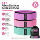 Kit 3 Faixas Elásticas de Resistência 3 Intensidades para Exercícios