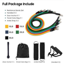 Kit 11 Peças Elástico Para Exercício De Resistência Academia Em Casa